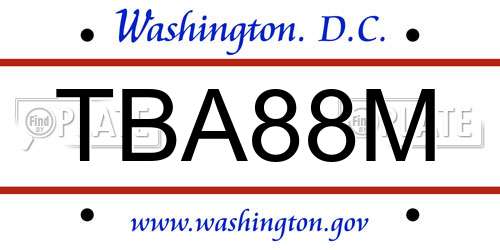 TBA88M District Of Columbia License Plate