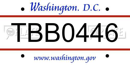 TBB0446 District Of Columbia License Plate