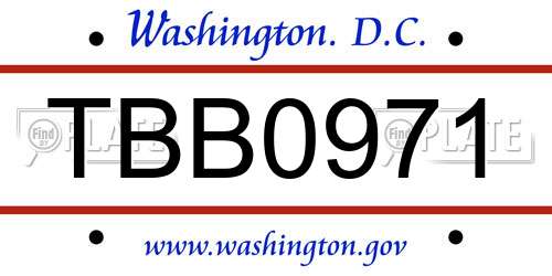 TBB0971 District Of Columbia License Plate