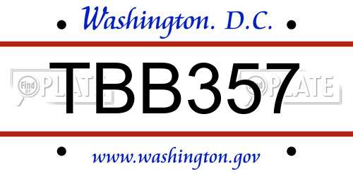 TBB357 District Of Columbia License Plate