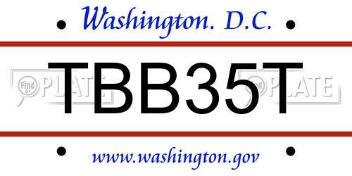 TBB35T District Of Columbia License Plate