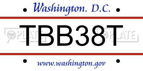 TBB38T District Of Columbia License Plate