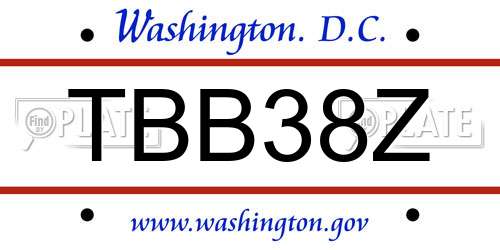 TBB38Z District Of Columbia License Plate