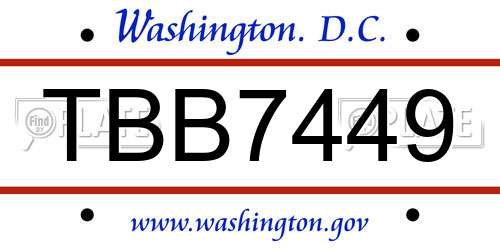 TBB7449 District Of Columbia License Plate