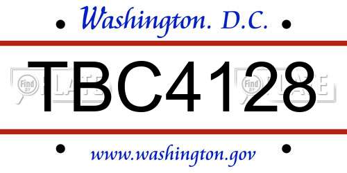 TBC4128 District Of Columbia License Plate