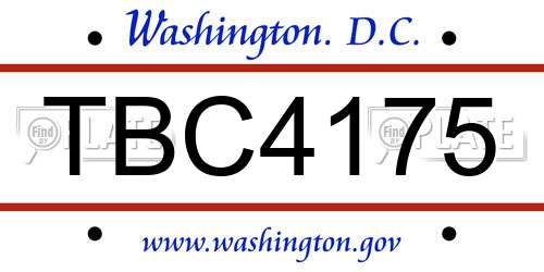 TBC4175 District Of Columbia License Plate