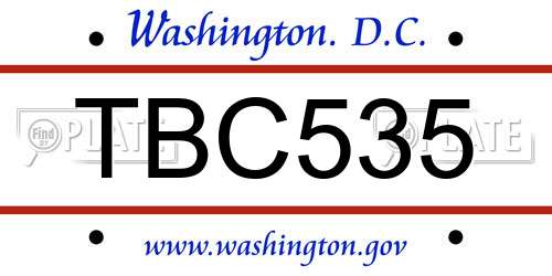 TBC535 District Of Columbia License Plate