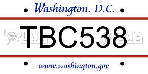 TBC538 District Of Columbia License Plate