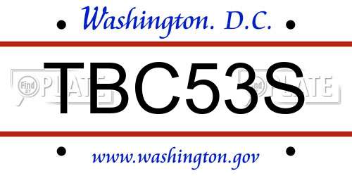 TBC53S District Of Columbia License Plate