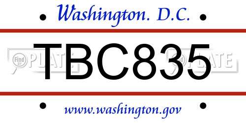 TBC835 District Of Columbia License Plate
