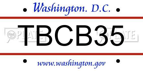TBCB35 District Of Columbia License Plate