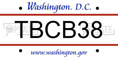 TBCB38 District Of Columbia License Plate