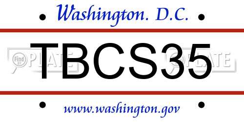 TBCS35 District Of Columbia License Plate
