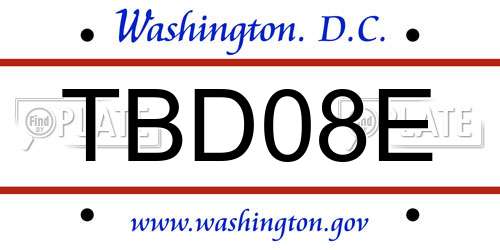 TBD08E District Of Columbia License Plate