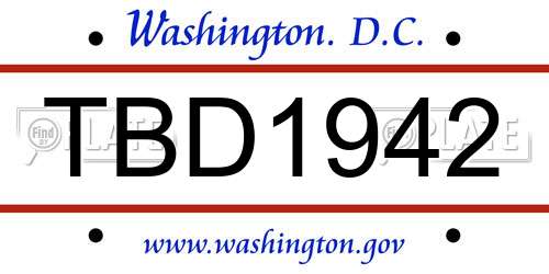 TBD1942 District Of Columbia License Plate
