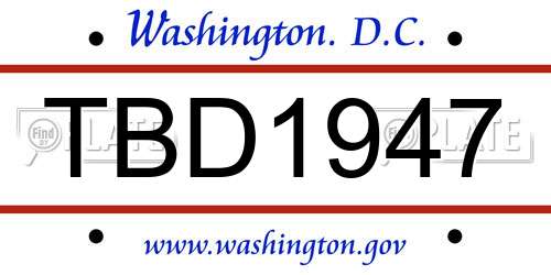 TBD1947 District Of Columbia License Plate