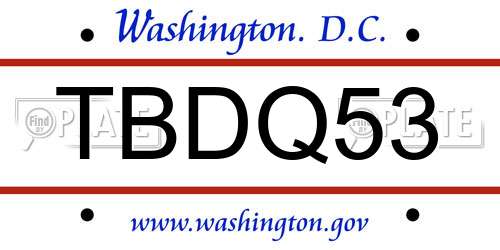 TBDQ53 District Of Columbia License Plate