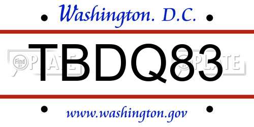 TBDQ83 District Of Columbia License Plate