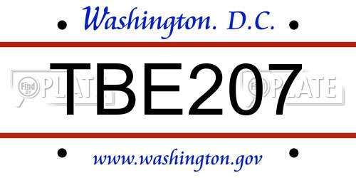 TBE207 District Of Columbia License Plate