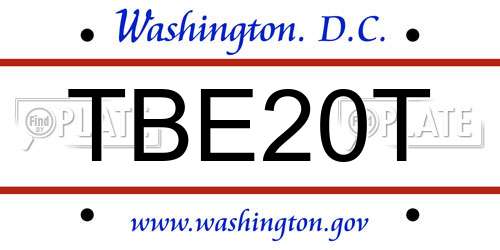 TBE20T District Of Columbia License Plate