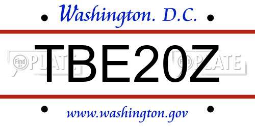 TBE20Z District Of Columbia License Plate