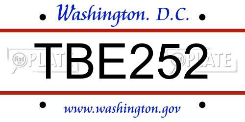TBE252 District Of Columbia License Plate