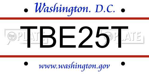 TBE25T District Of Columbia License Plate
