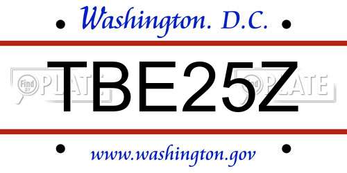 TBE25Z District Of Columbia License Plate