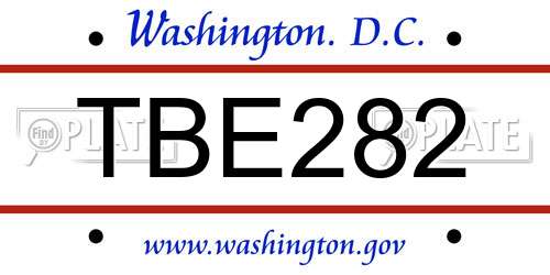 TBE282 District Of Columbia License Plate