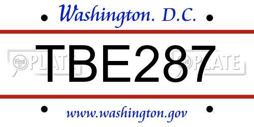 TBE287 District Of Columbia License Plate