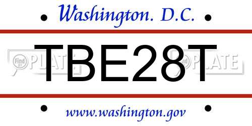 TBE28T District Of Columbia License Plate