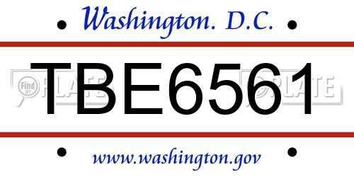 TBE6561 District Of Columbia License Plate