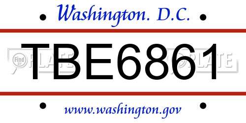 TBE6861 District Of Columbia License Plate