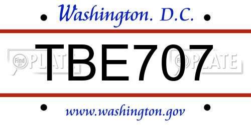 TBE707 District Of Columbia License Plate