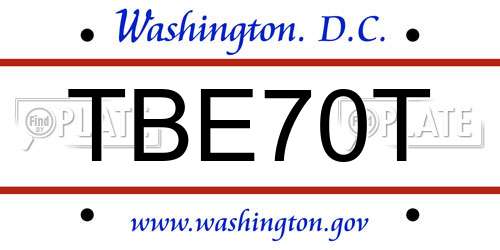 TBE70T District Of Columbia License Plate