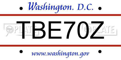 TBE70Z District Of Columbia License Plate