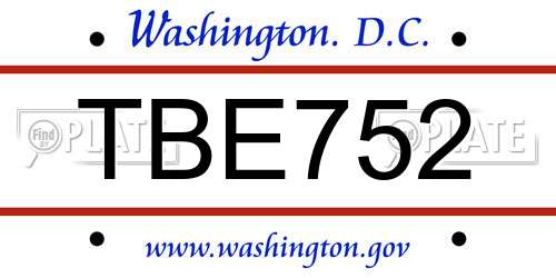 TBE752 District Of Columbia License Plate