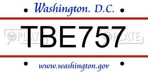 TBE757 District Of Columbia License Plate
