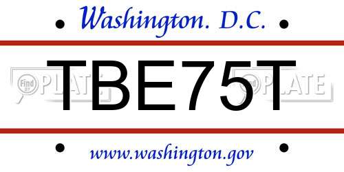 TBE75T District Of Columbia License Plate