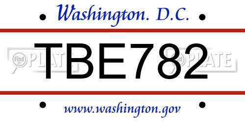 TBE782 District Of Columbia License Plate