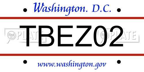TBEZ02 District Of Columbia License Plate