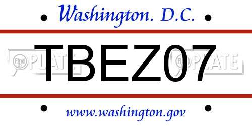 TBEZ07 District Of Columbia License Plate