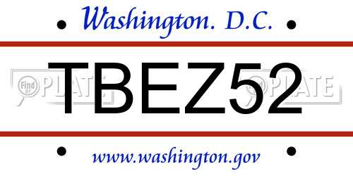 TBEZ52 District Of Columbia License Plate