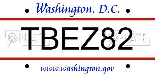 TBEZ82 District Of Columbia License Plate