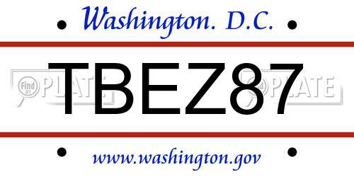 TBEZ87 District Of Columbia License Plate