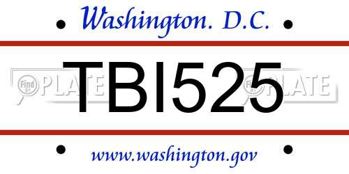 TBI525 District Of Columbia License Plate