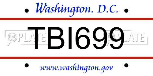 TBI699 District Of Columbia License Plate