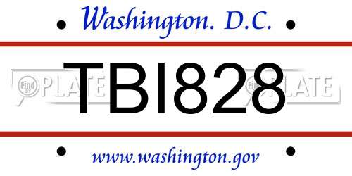 TBI828 District Of Columbia License Plate