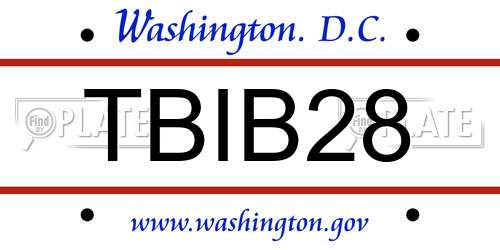 TBIB28 District Of Columbia License Plate