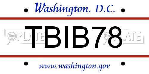 TBIB78 District Of Columbia License Plate
